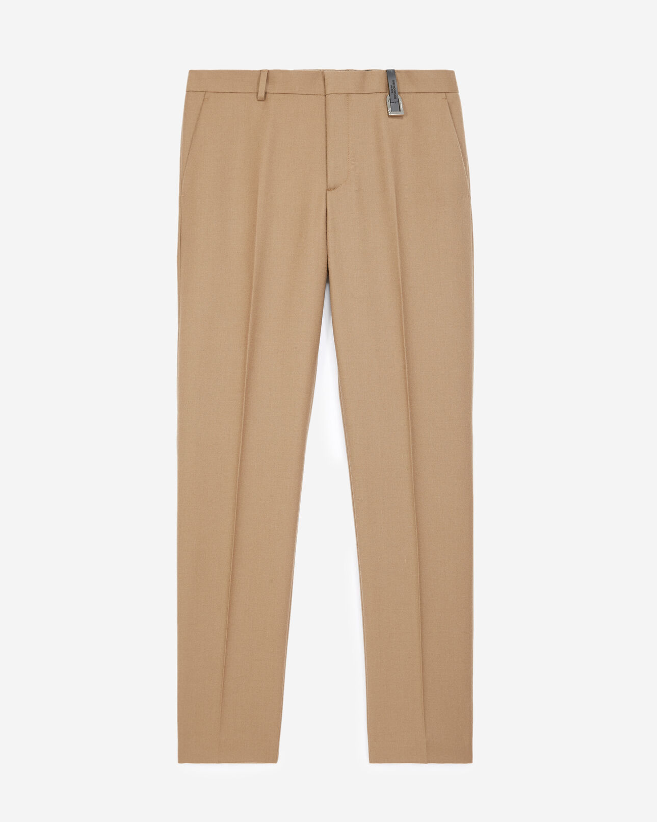 The Kooples MEN CAMEL camel-colored wool pants w/leather detail
