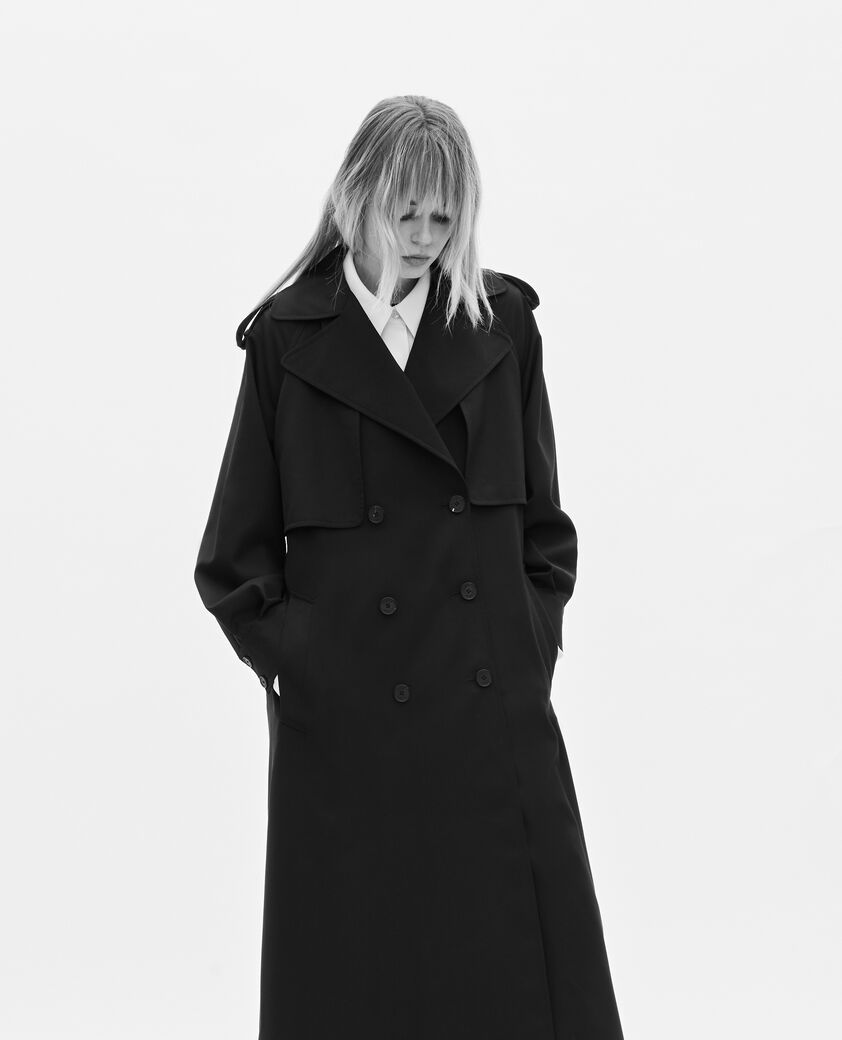 The Kooples F NAVY fluid trench coat in navy wool blend