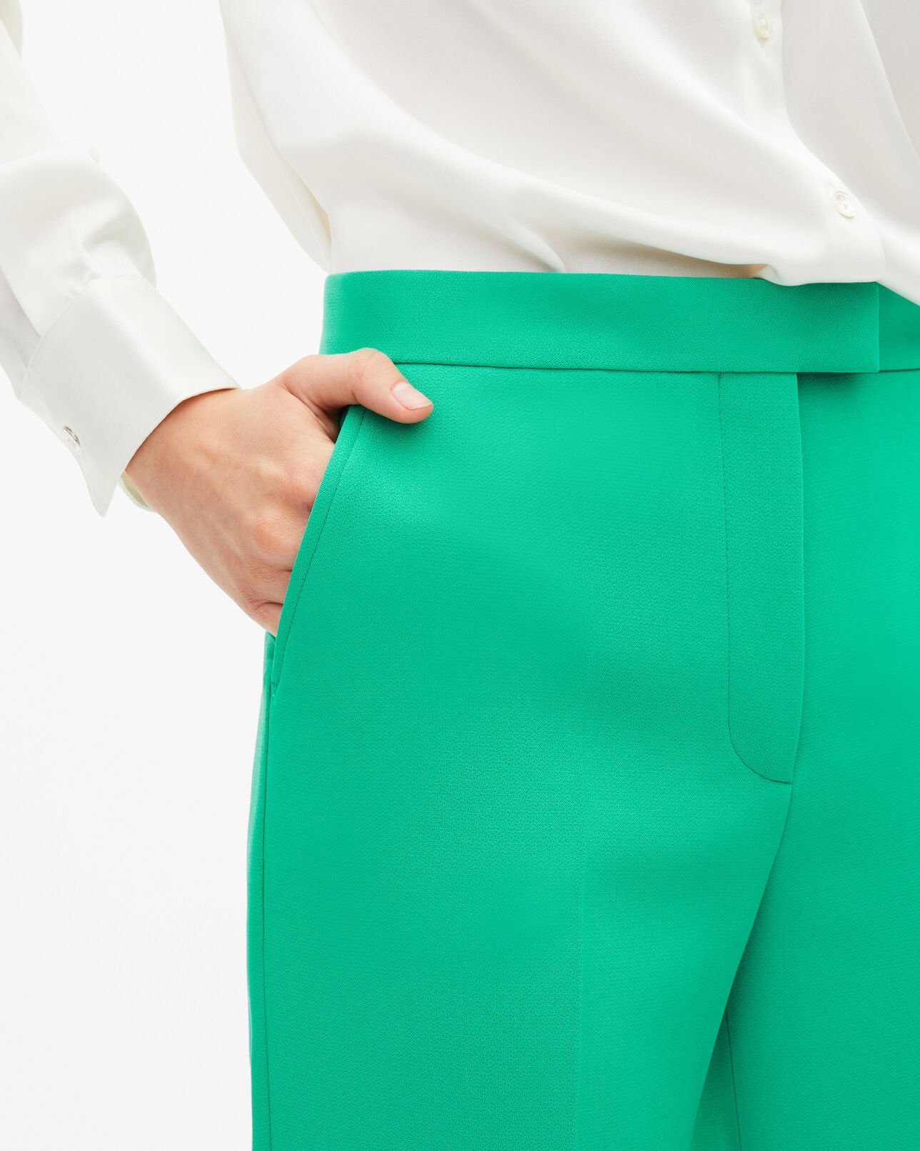 The Kooples FEMME GREEN pantalon tailleur vert en crêpe