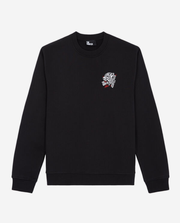 black logo sweatshirt with a tiger print