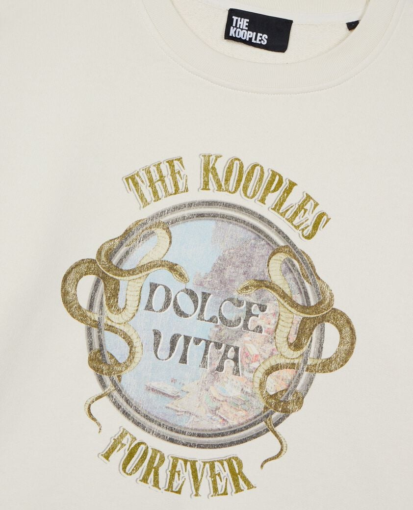 The Kooples WOMEN LIGHT BEIGE sweatshirt with beige screen print