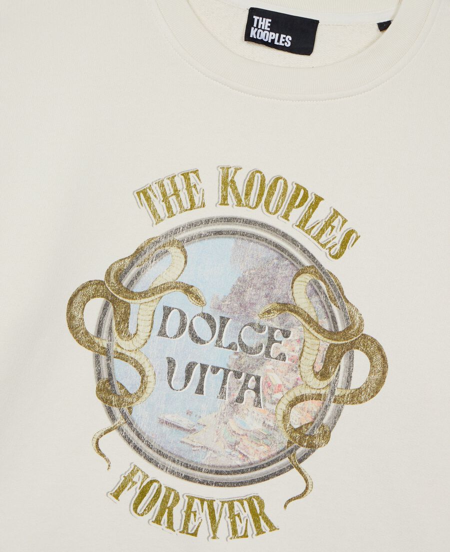 The Kooples DAMEN LIGHT BEIGE sweatshirt mit beigem siebdruck
