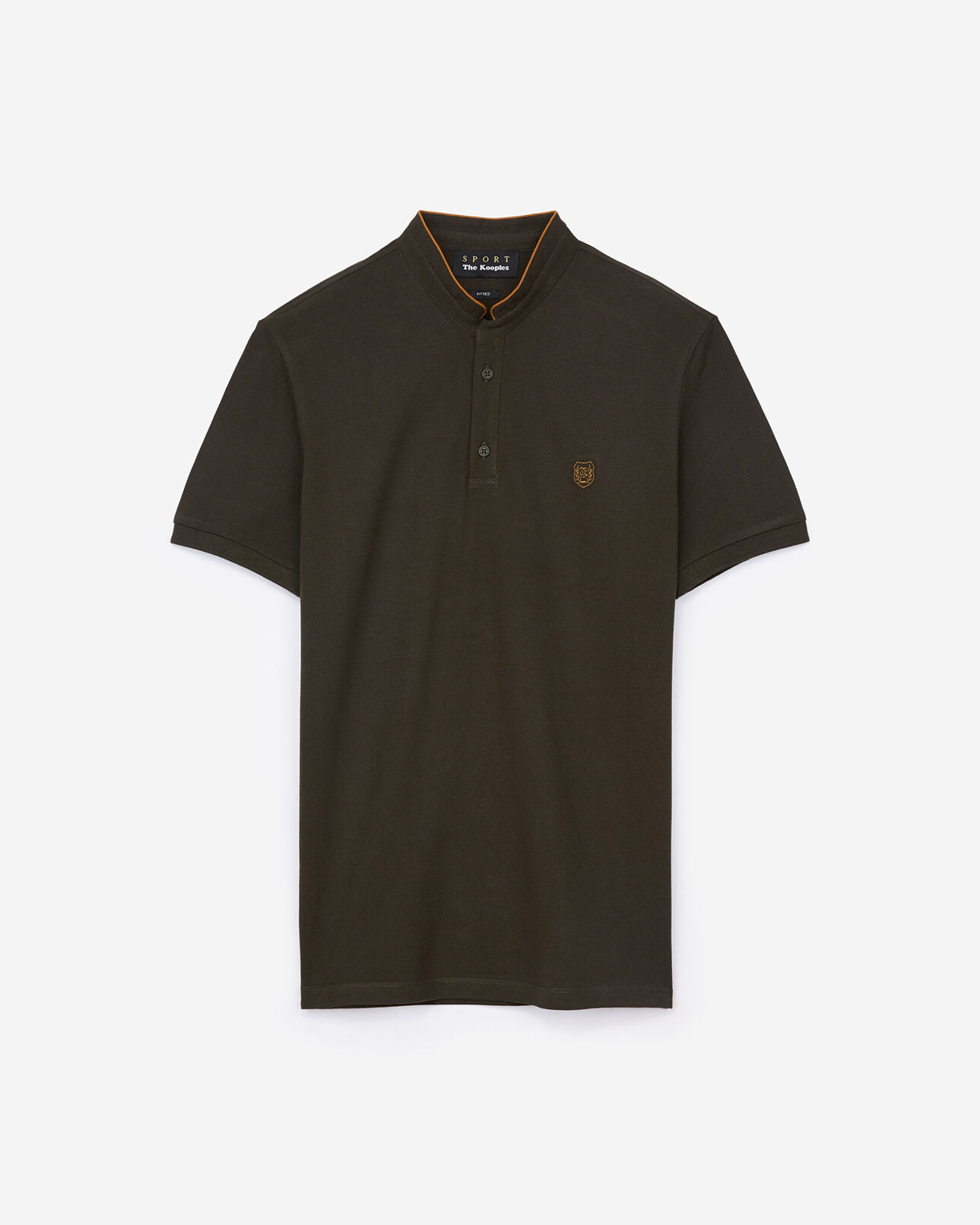 The Kooples HOMME ROBIN GREEN / DIJON polo coton vert forêt détails bleu marine