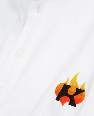 The Kooples H WHITE white cotton polo with embroidered flame