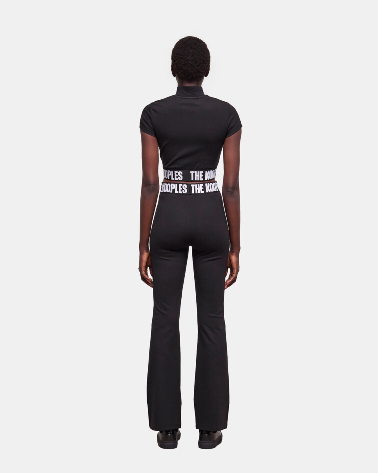 Black logo flared pants, BLACK, hi-res image number null