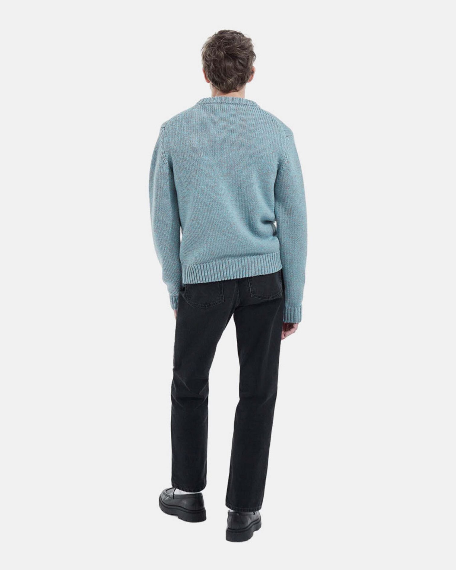 Light blue wool sweater w/ classic crew neck, MULTICOLOR BABY BLUE, hi-res image number null