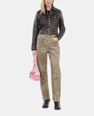 The Kooples FEMME CHOCOLATE jean boyfriend imprimé léopard