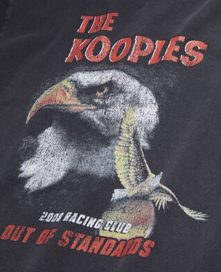 The Kooples DAMEN BLACK WASHED schwarzes t-shirt damen mit „eagle“-siebdruck