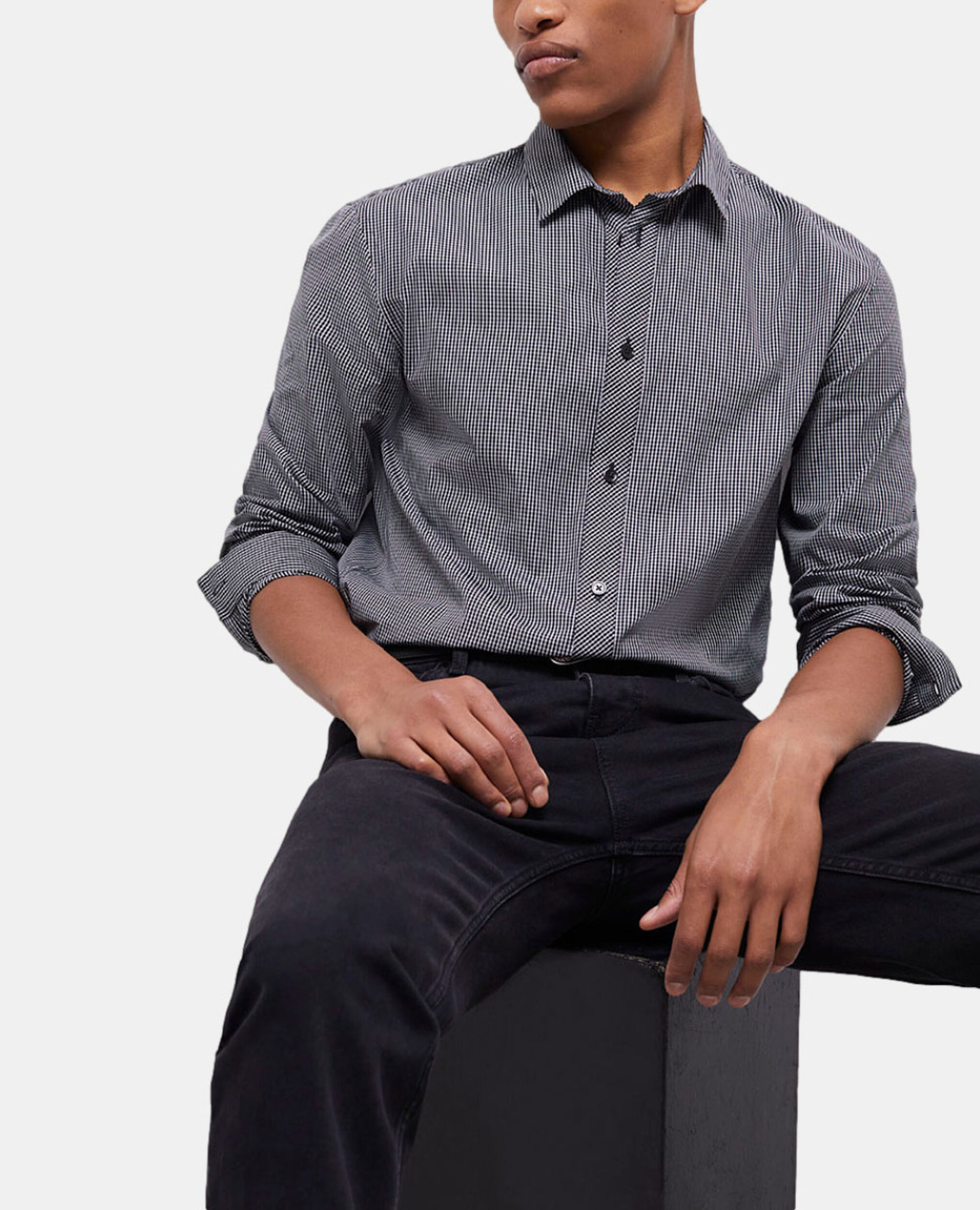 Camisa de cuadros, BLACK WHITE, hi-res image number null