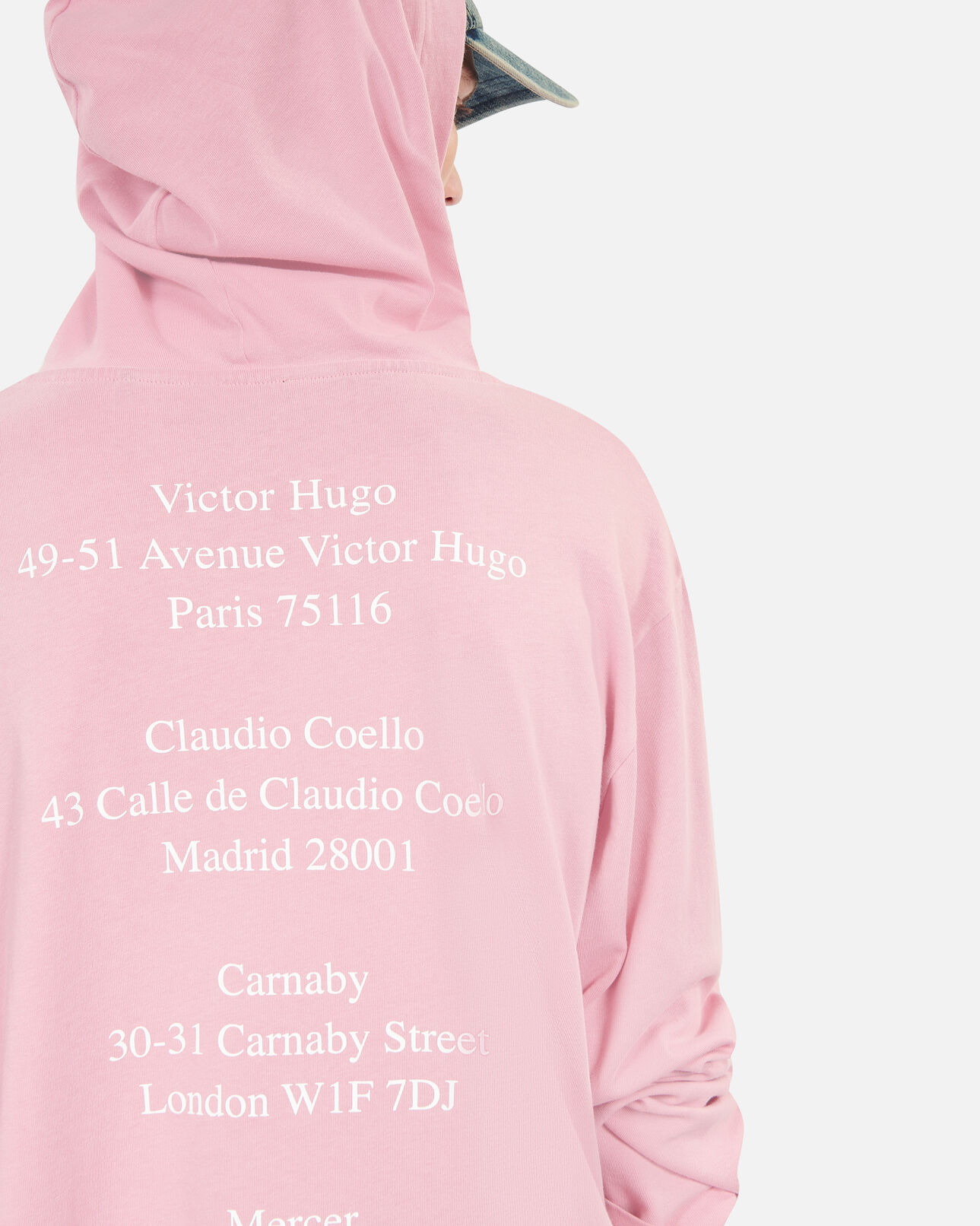 The Kooples H SWEET PINK long-sleeved pink hooded locations serigraphy t-shirt