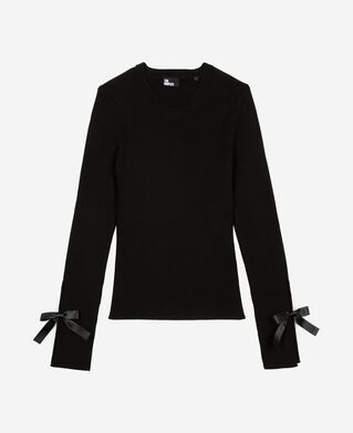 The Kooples WOMEN BLACK sweater with black ribbons