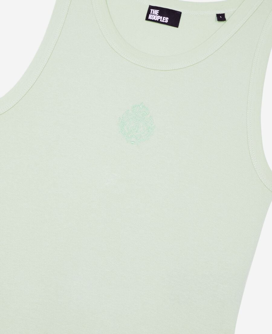 The Kooples WOMEN ALMOND GREEN cotton tank top with green coat of arms