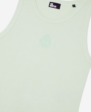 The Kooples WOMEN ALMOND GREEN cotton tank top with green coat of arms