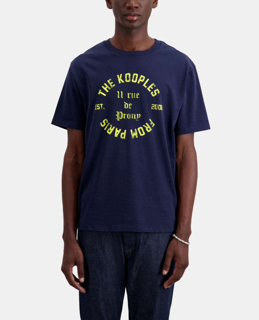 The Kooples HOMME NAVY t-shirt homme bleu marine avec s&eacute;rigraphie 11 rue de prony