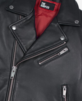 The Kooples DAMEN BLACK schwarzer blouson im bikerstil aus leder
