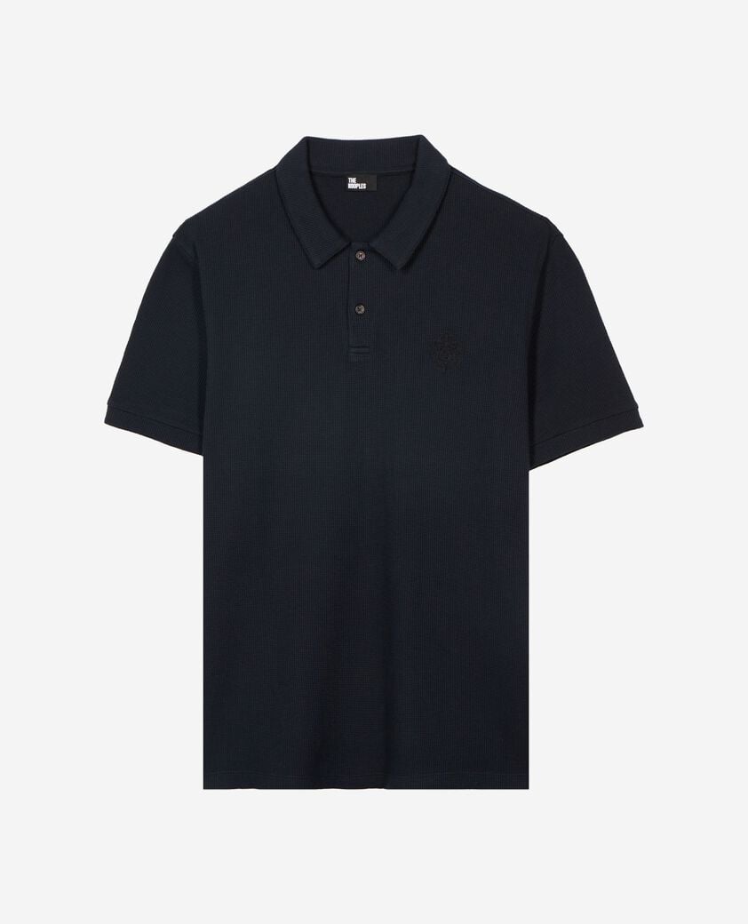 The Kooples MEN DARK NAVY honeycomb polo shirt with navy crest