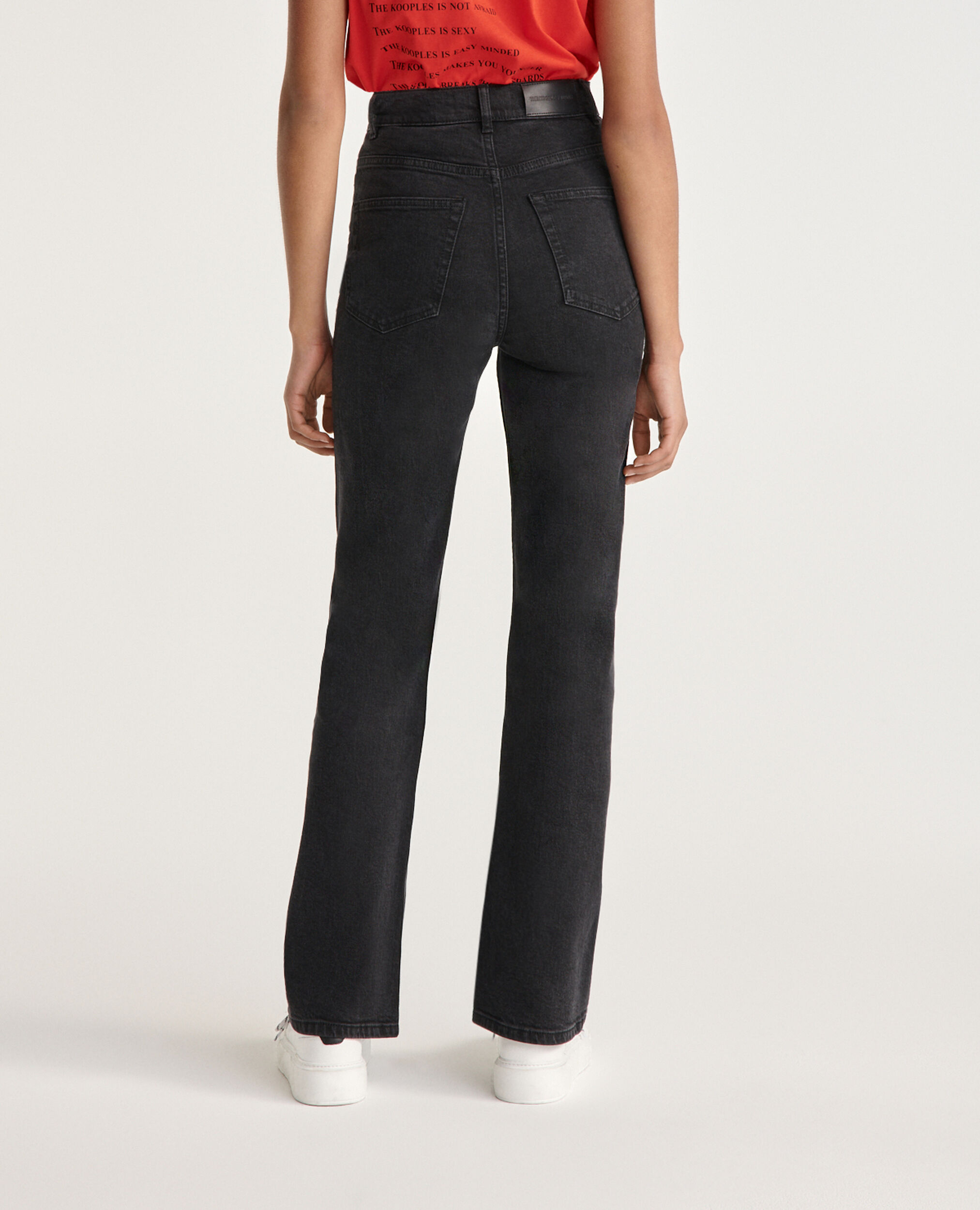 High-waist bootcut black jeans, BLACK DENIM, hi-res image number null