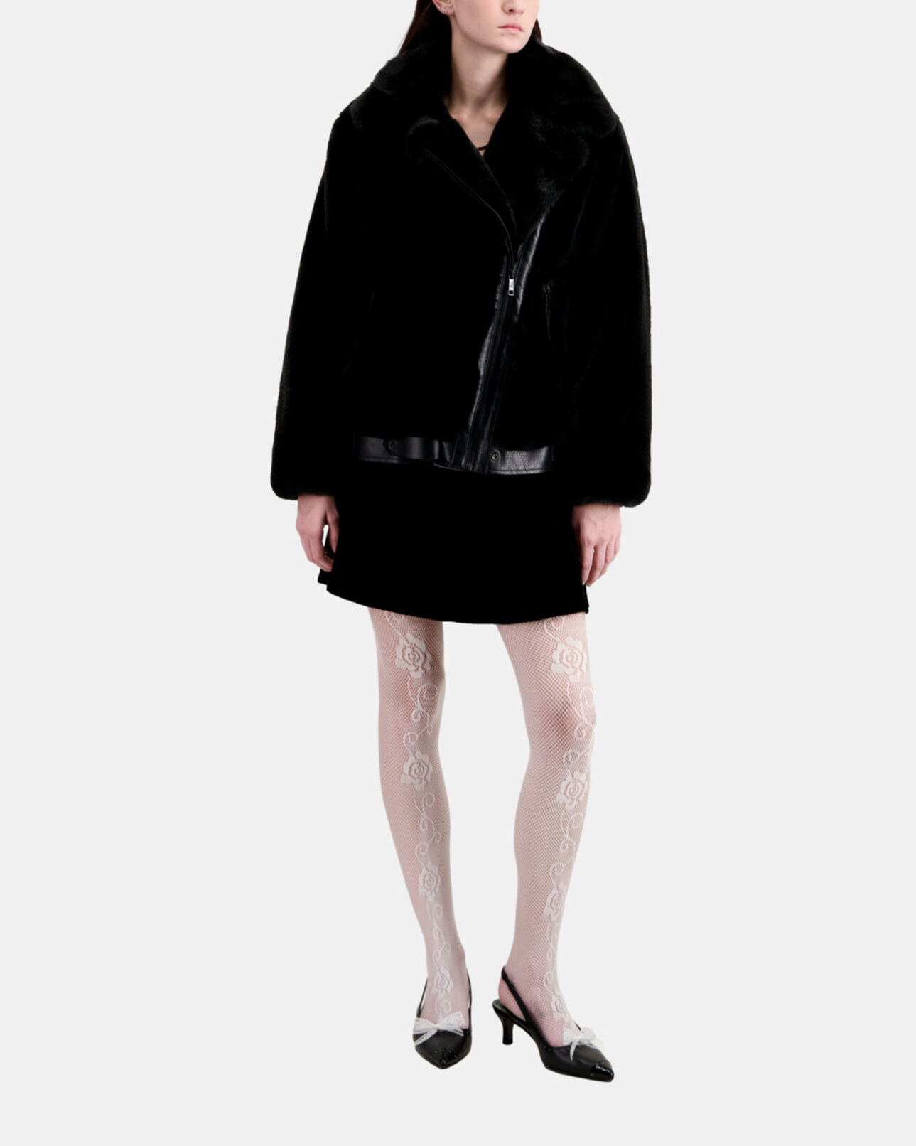 The Kooples WOMEN BLACK black faux fur bomber jacket