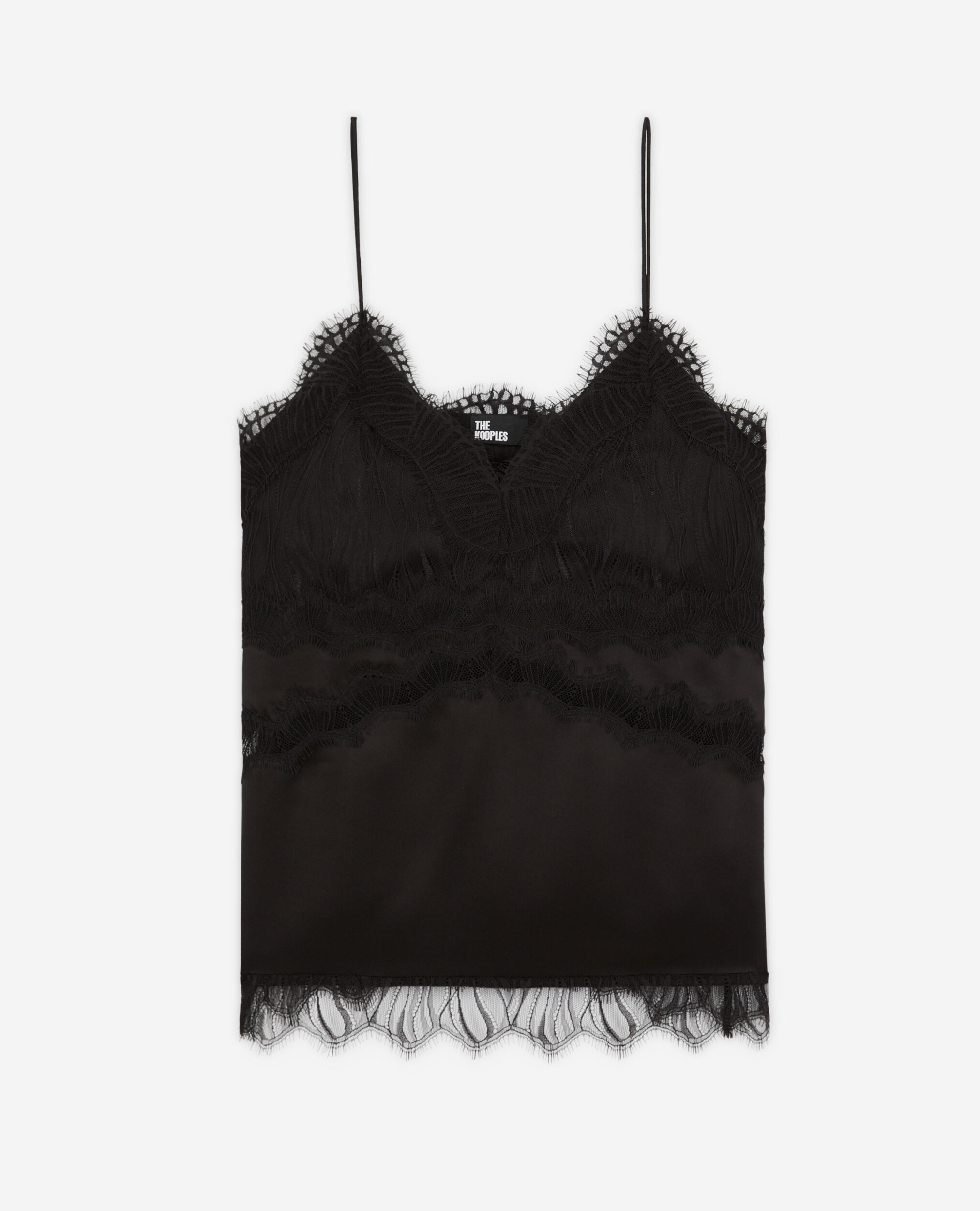 Black camisole with lace details, BLACK, hi-res image number null