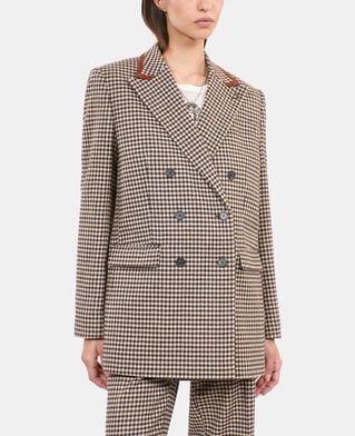 The Kooples FEMME ECRU BLACK veste tailleur à carreaux vichy