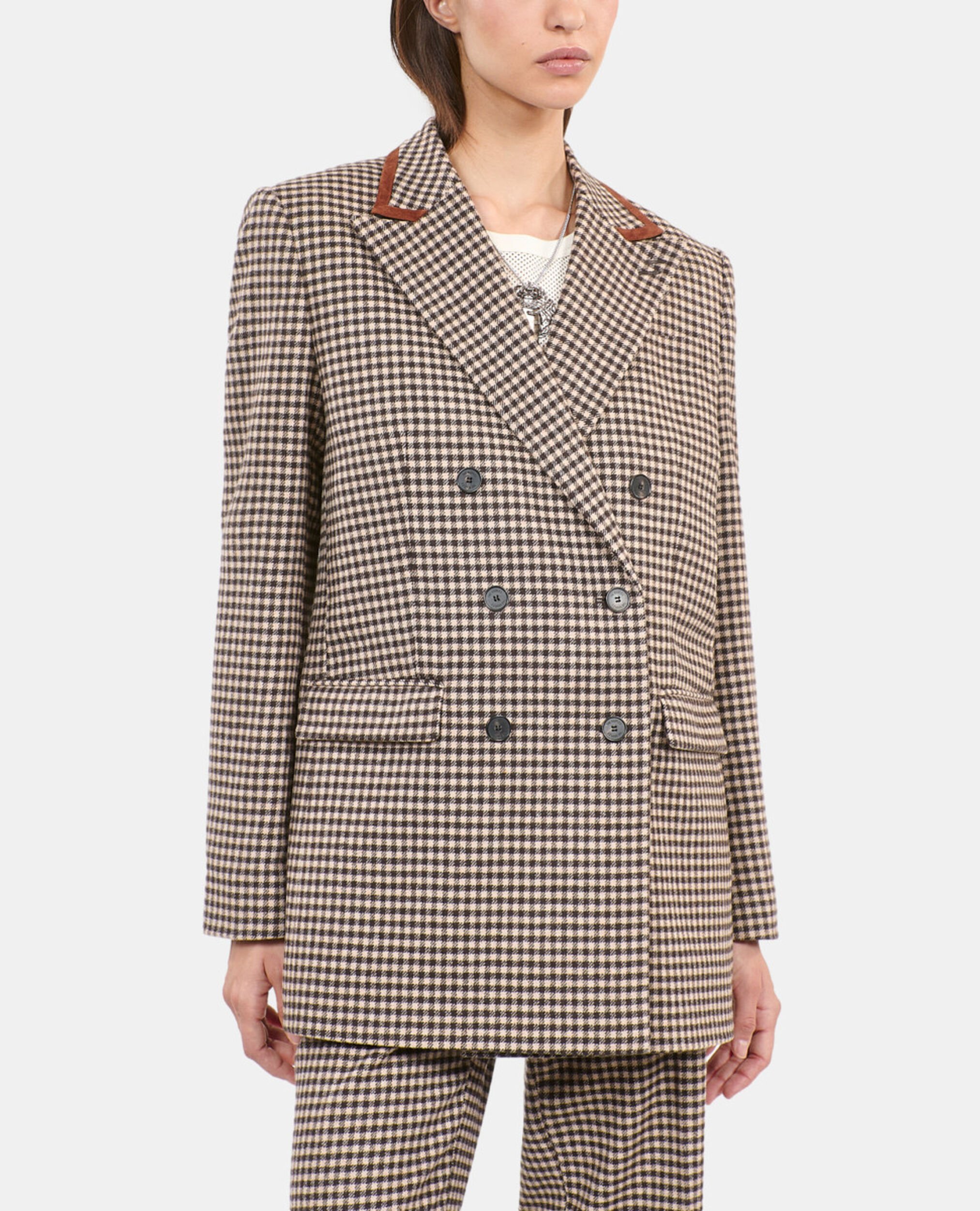 Veste tailleur à carreaux vichy, ECRU BLACK, hi-res image number null