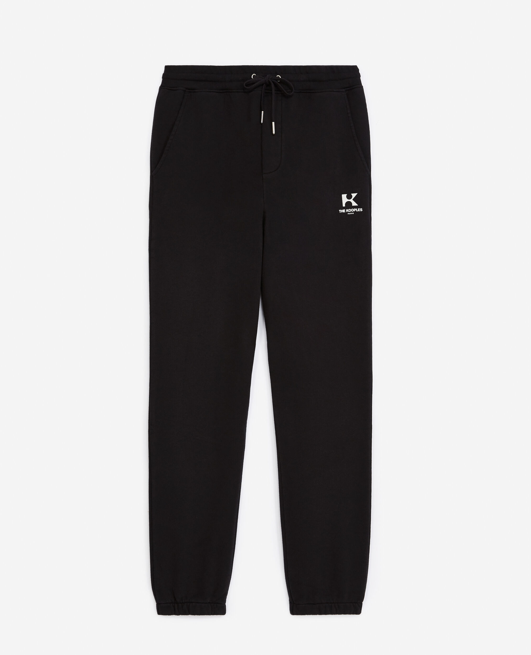 Black fleece joggers with logo, BLACK, hi-res image number null