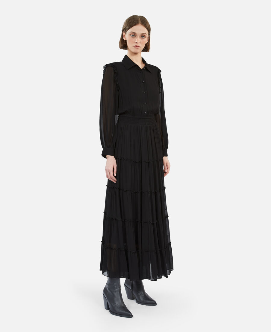 long black dress with ruffles