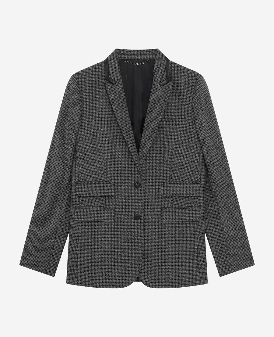 The Kooples F BLACK tailored jacket in black and grey fleece