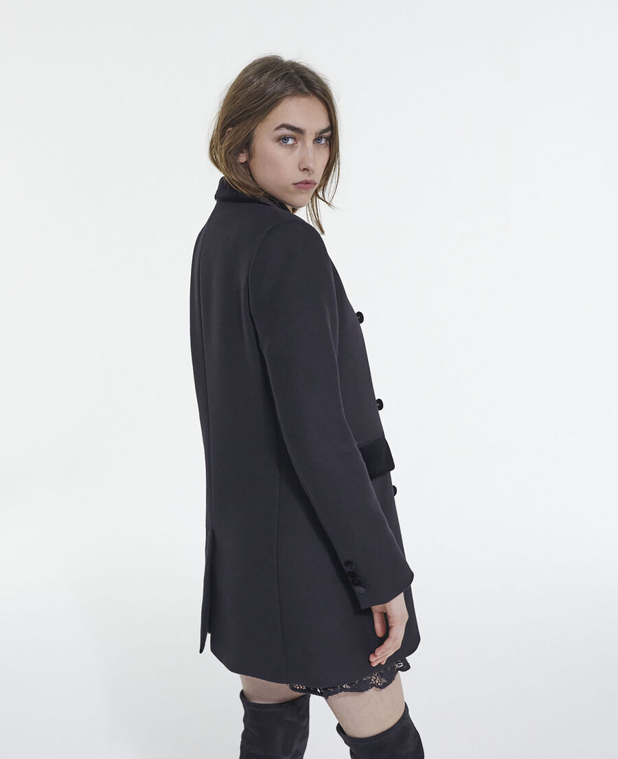 black wool and cashmere coat