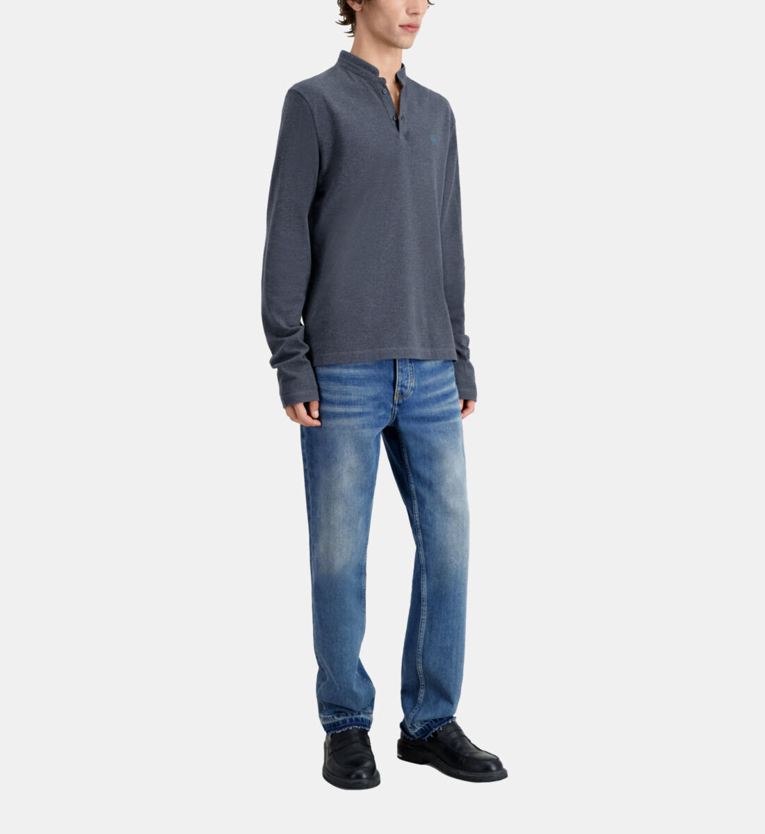 Grey cotton polo t-shirt