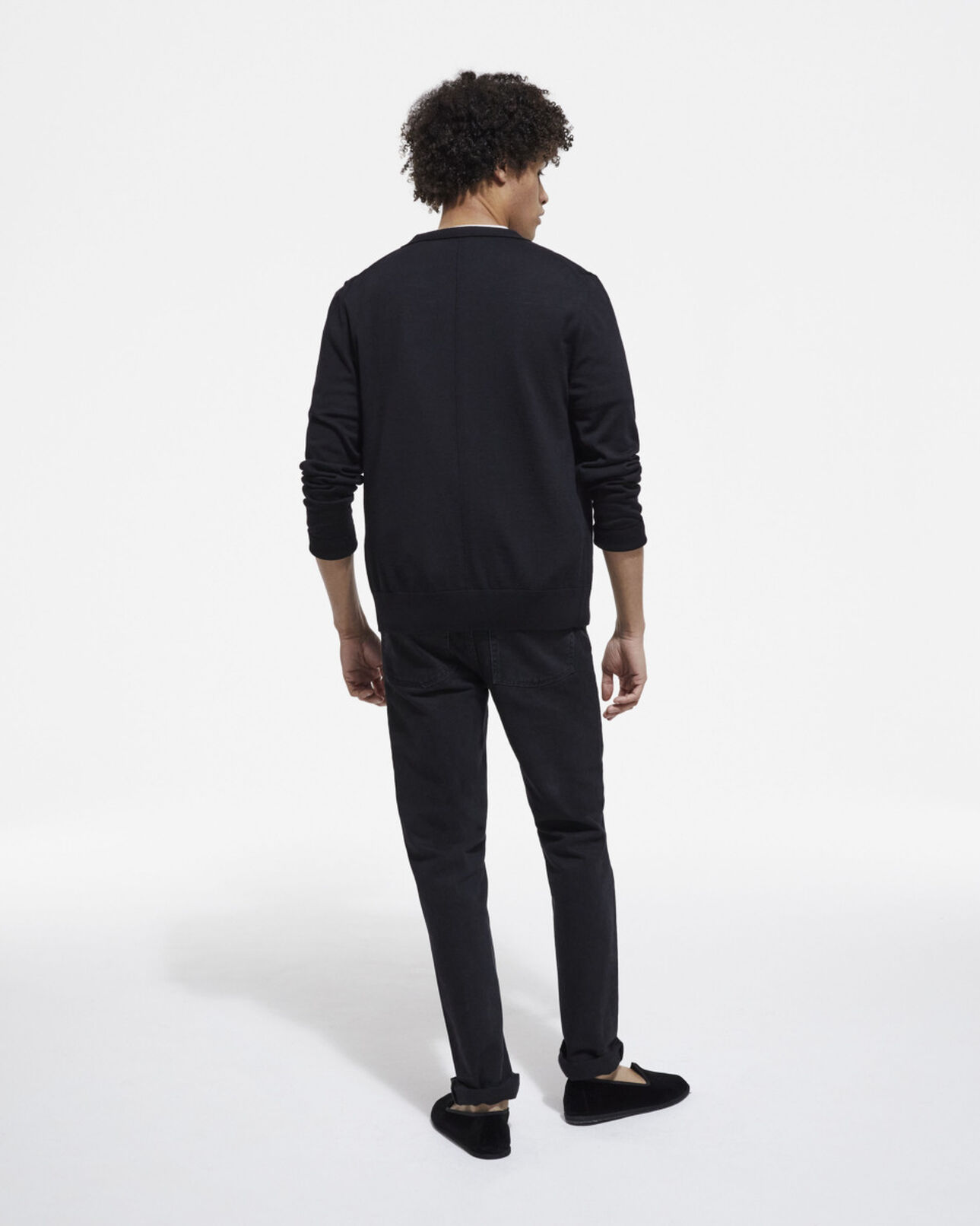 The Kooples MEN BLACK fine black merino cardigan