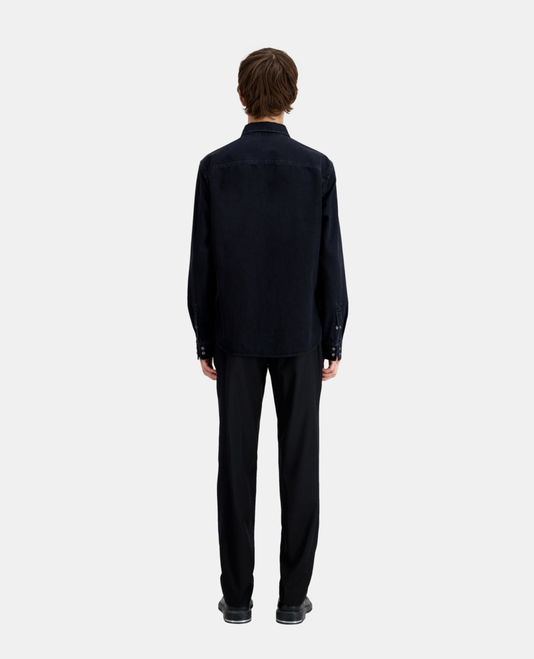 Schwarzes Jeanshemd mit Klassischer Kragen, BLACK WASHED, hi-res image number null