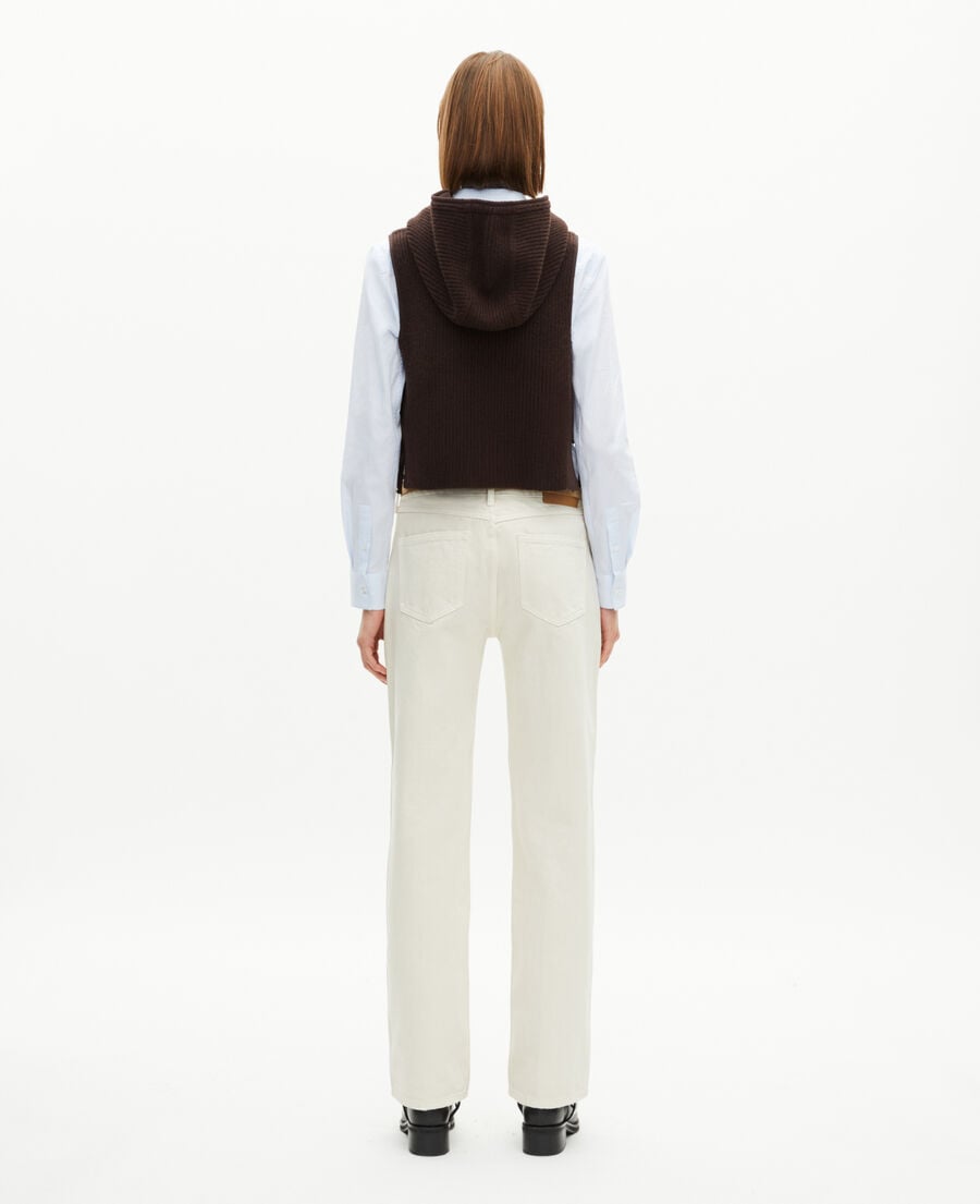 The Kooples F CHOCOLATE brown wool and cotton sleeveless sweater