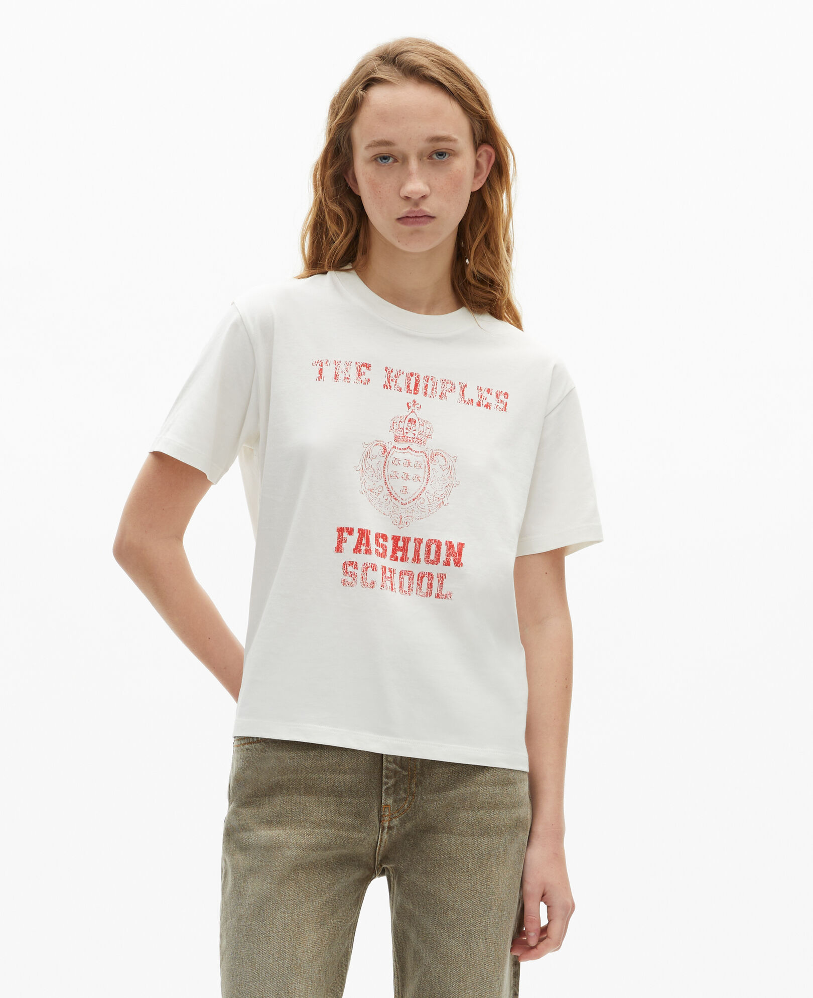 The Kooples WOMEN ECRU t-shirt with ecru screen printing