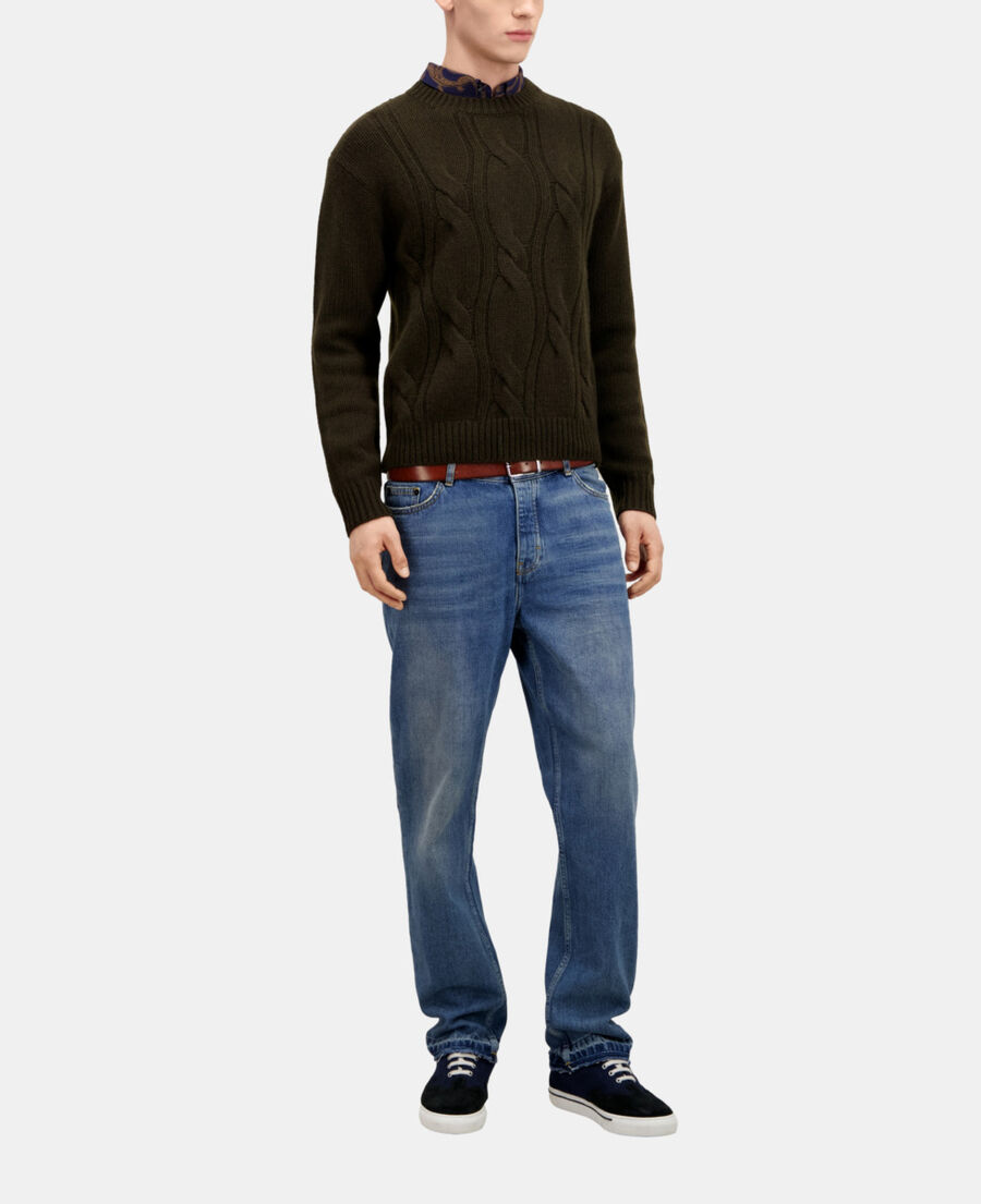 The Kooples HOMME DARK GREEN pull en cachemire vert foncé