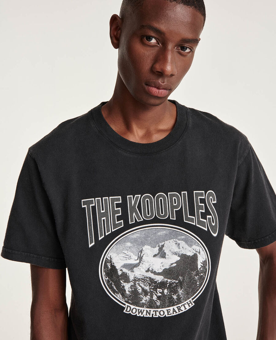 t-shirt grau baumwolle bedruckt logo berg