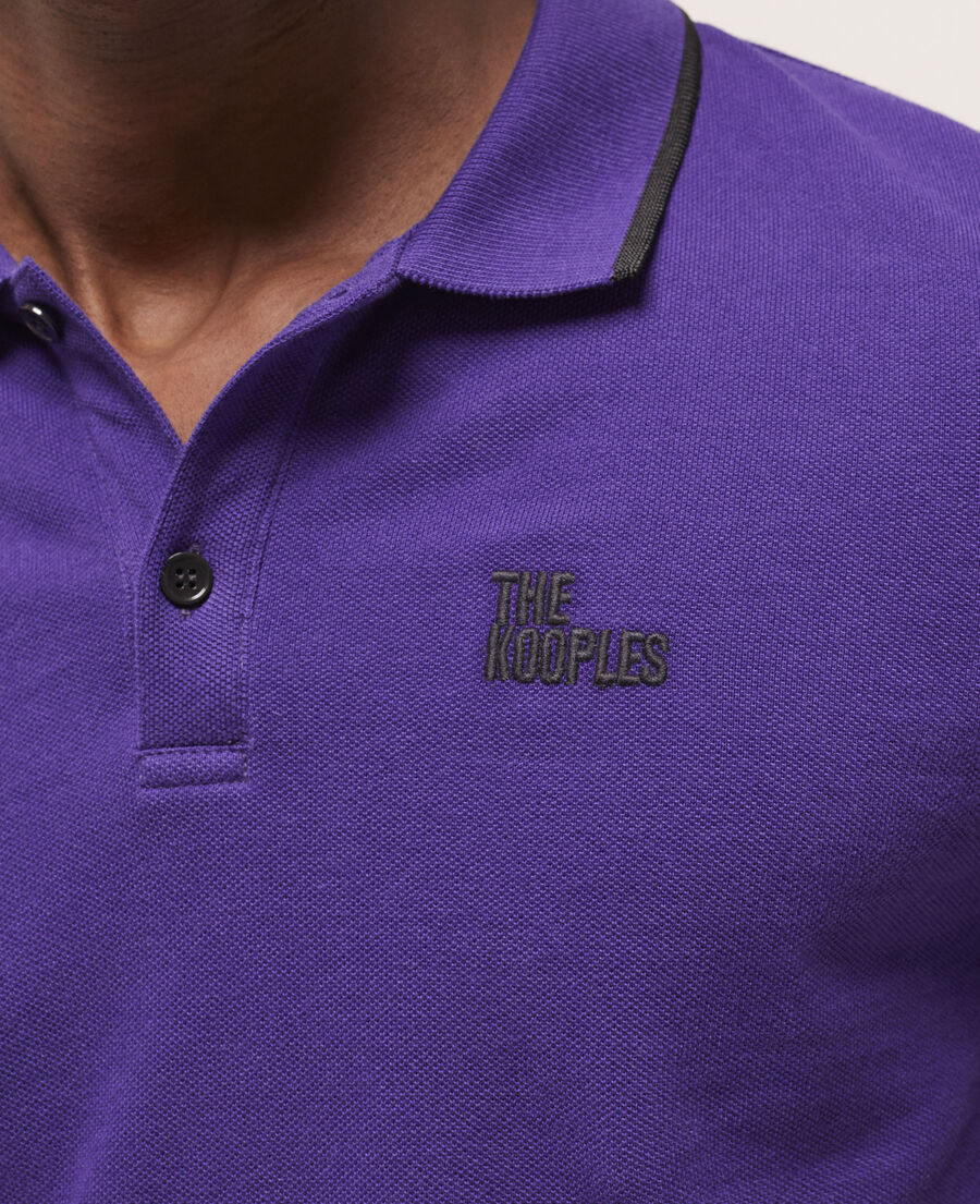 purple logo polo shirt