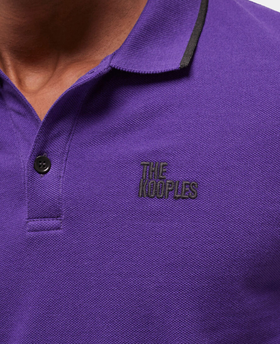 purple logo polo shirt