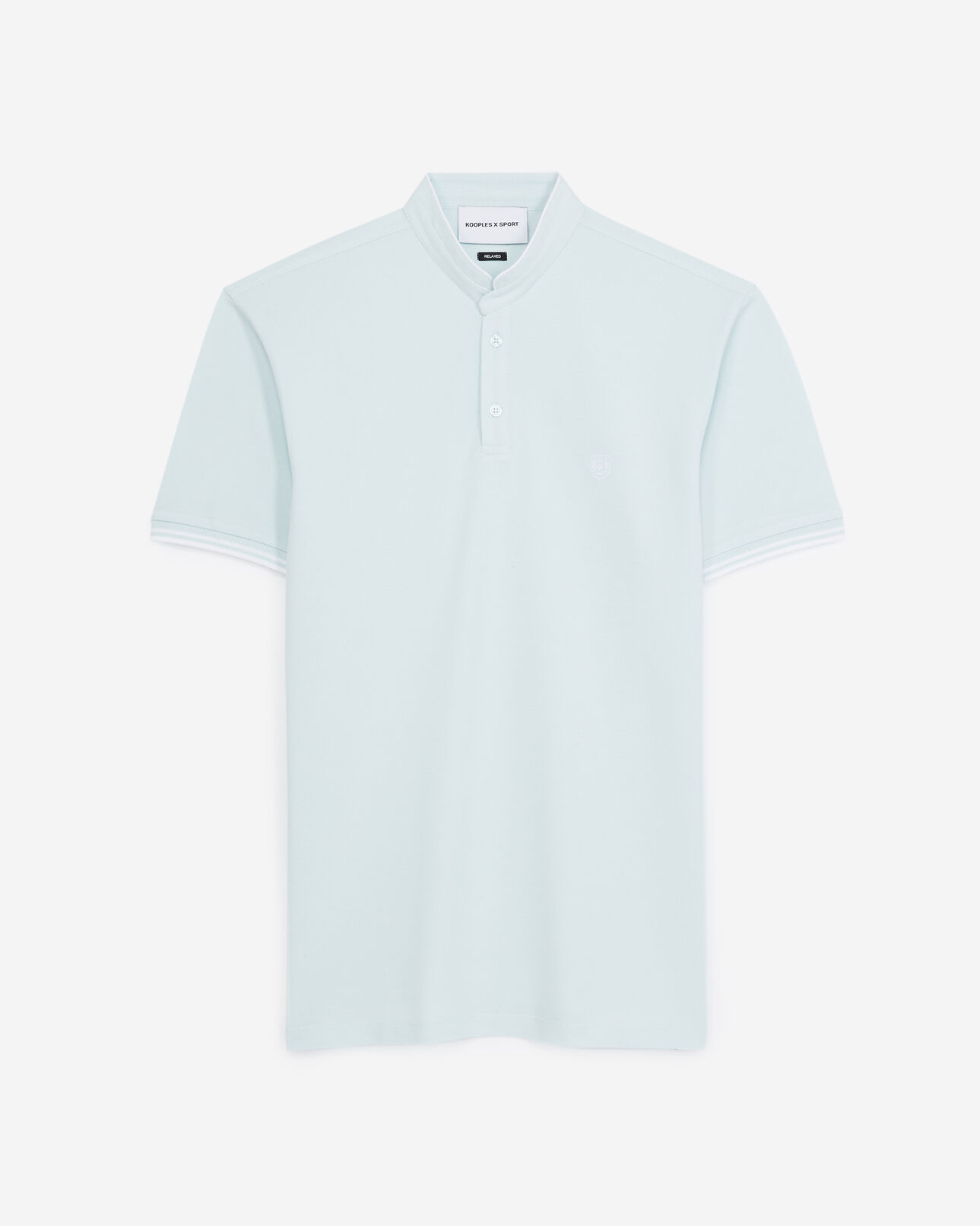 The Kooples MEN PASTEL BLEU / WHITE sky blue polo w/officer collar - white badge