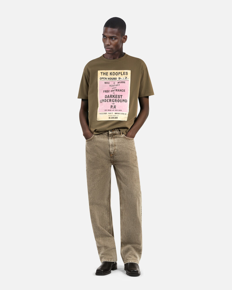 The Kooples HOMME OLIVE KAKI t-shirt à sérigraphie kaki