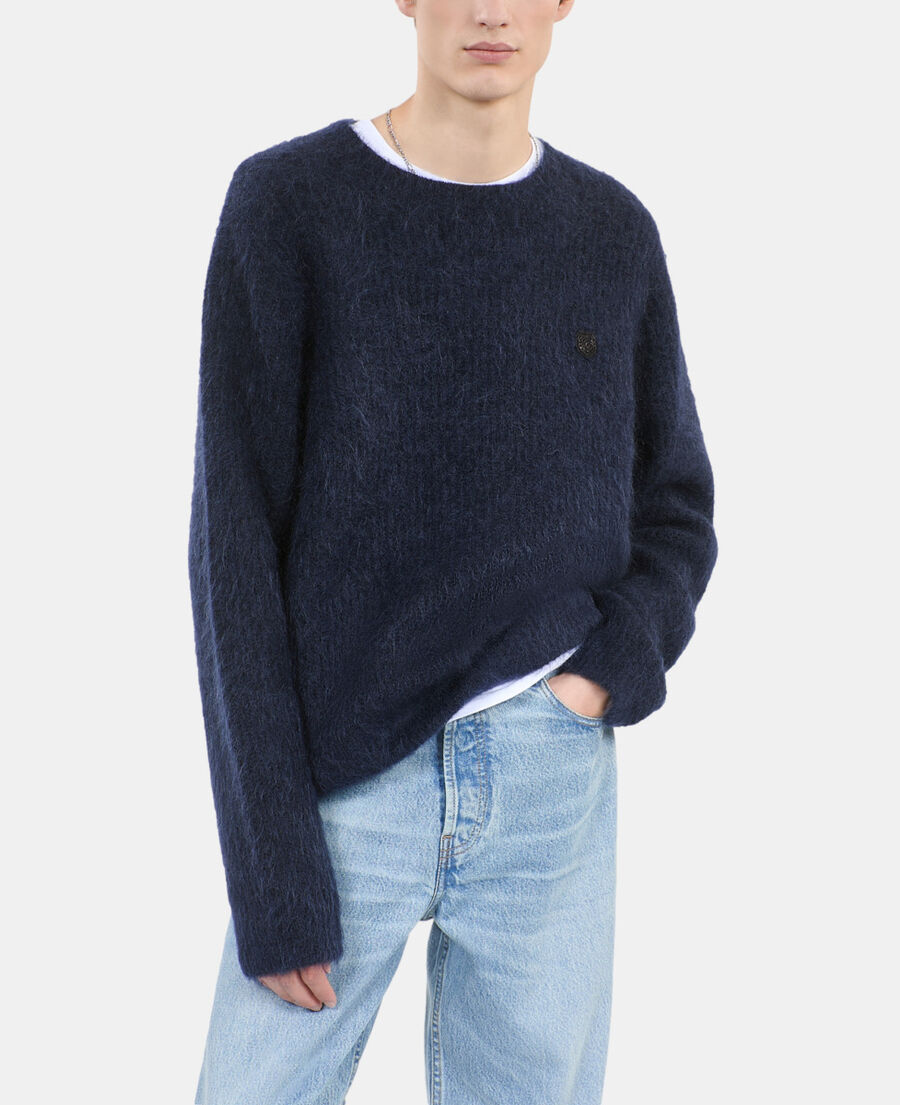 The Kooples H NAVY navy blue mohair and wool sweater