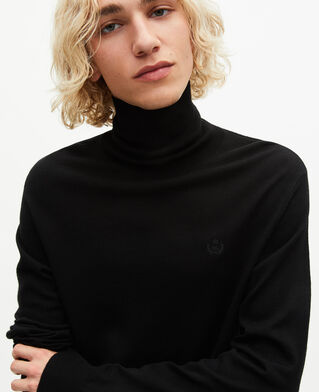 The Kooples HOMME BLACK pull col roulé en laine mérinos noir