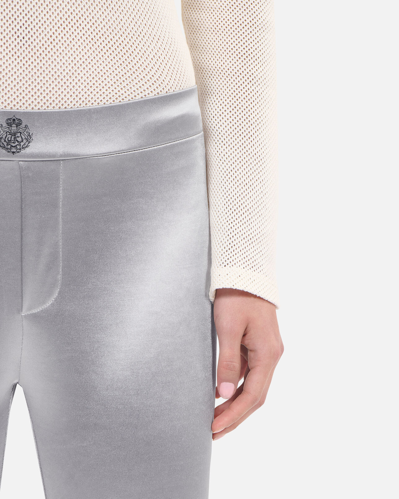 The Kooples FEMME SILVER legging satiné argenté