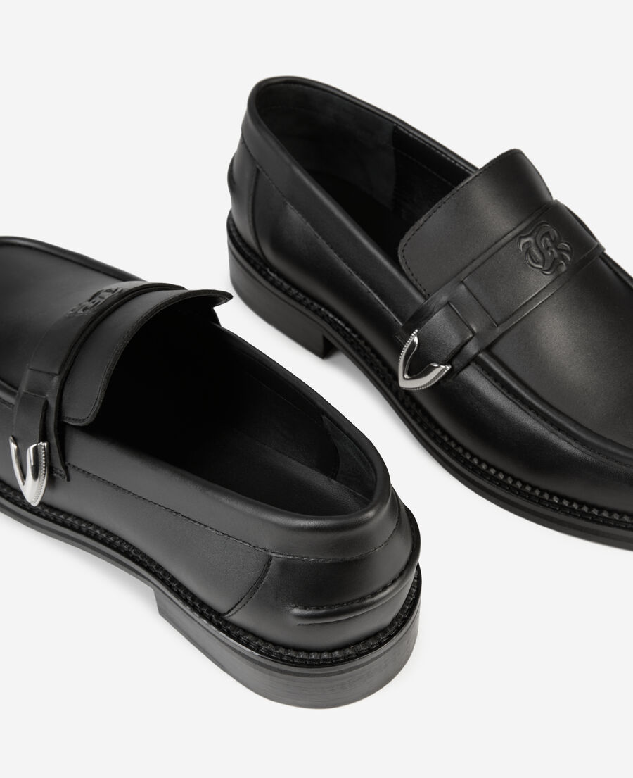 The Kooples HERREN BLACK schwarze mokassins aus leder mit einsätzen