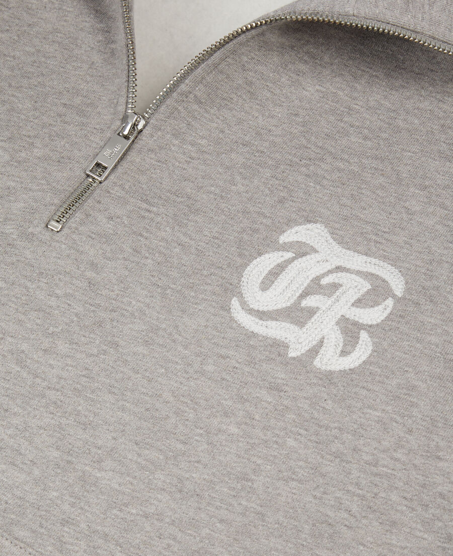 The Kooples HERREN ARDOISE graues sweatshirt mit wappen-siebdruck