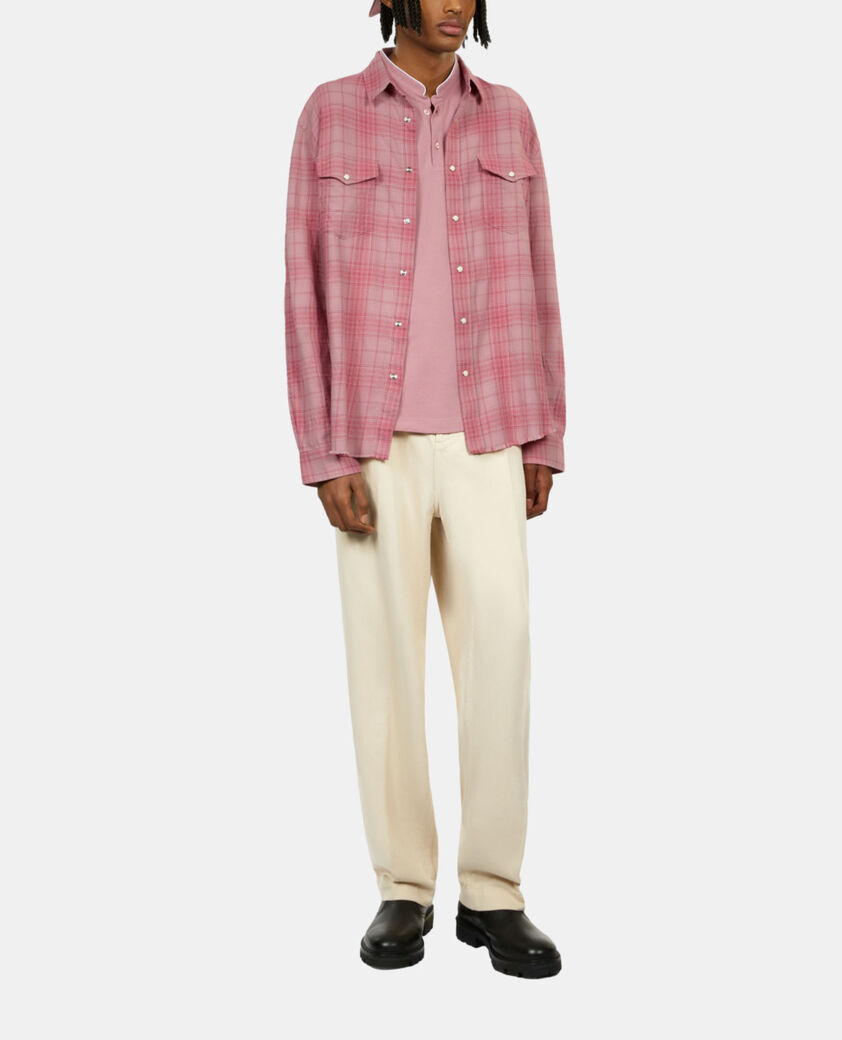 The Kooples HERREN PINK WOOD rosa hemd mit karomuster