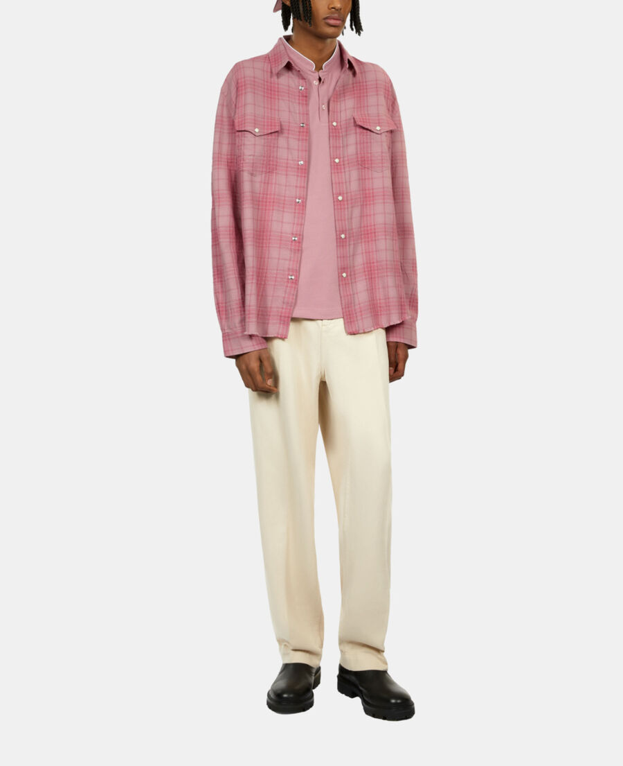 The Kooples HERREN PINK WOOD rosa hemd mit karomuster