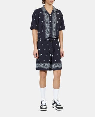 The Kooples HOMME NAVY / WHITE short imprimé bleu marine