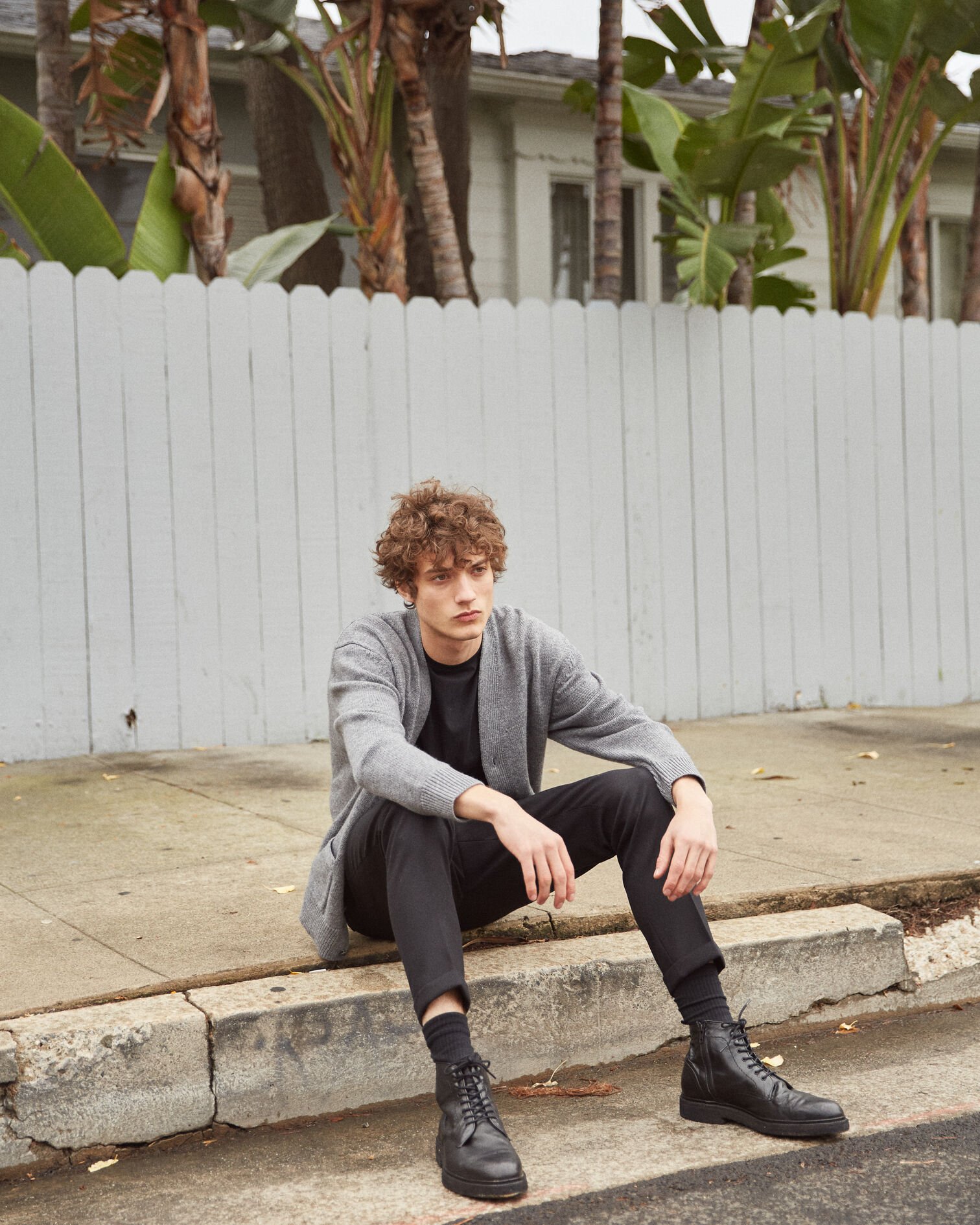 Oversized gray wool and cashmere cardigan, GREY, hi-res image number null