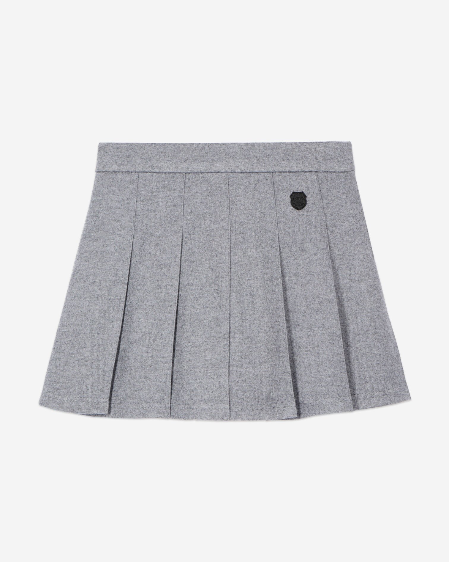 Jupe courte plissée grise, GREY MELANGE, hi-res image number null